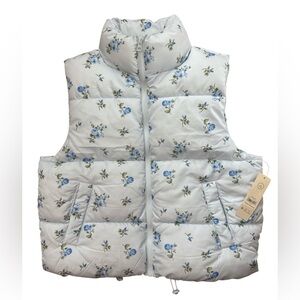 No Boundaries Women’s Floral Zip Up Puff Style Vest Size Small 4-6 NWT